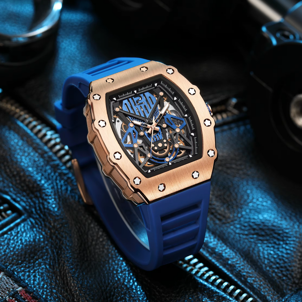 ChronoSport Blue – Automatic Skeleton Sports Watch