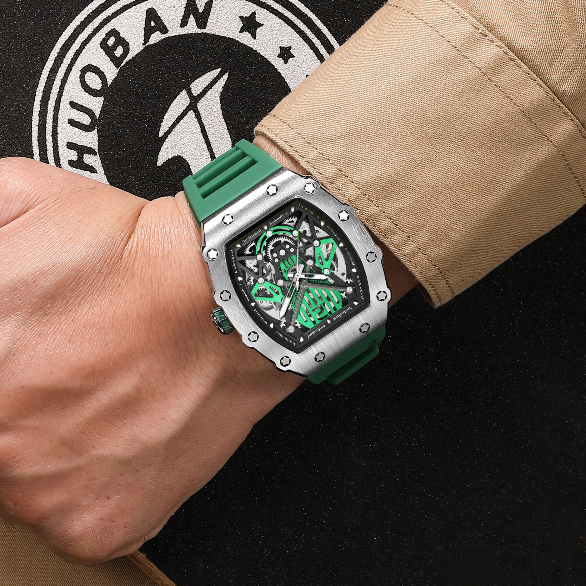 ChronoSport Green – Automatic Skeleton Sports Watch
