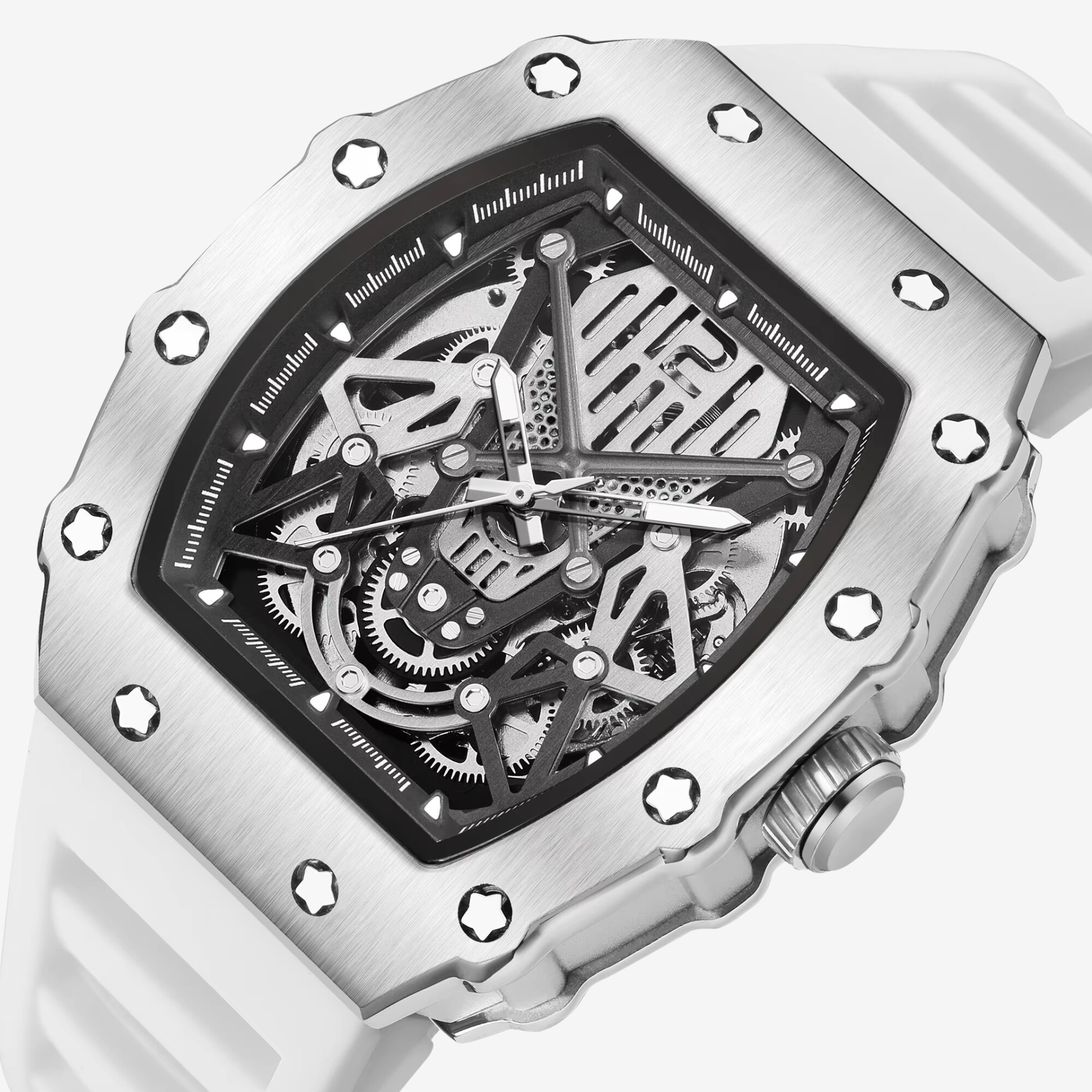 ChronoSport White Dial – Automatic Skeleton Sports Watch