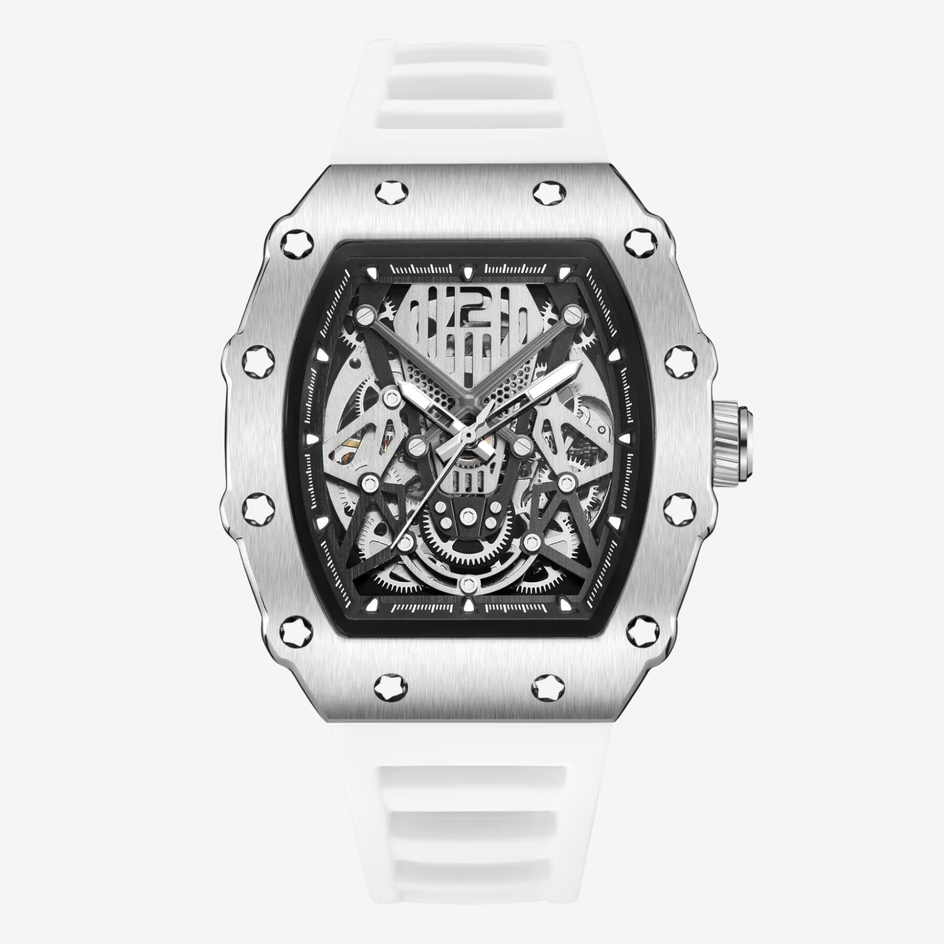 ChronoSport White Dial – Automatic Skeleton Sports Watch